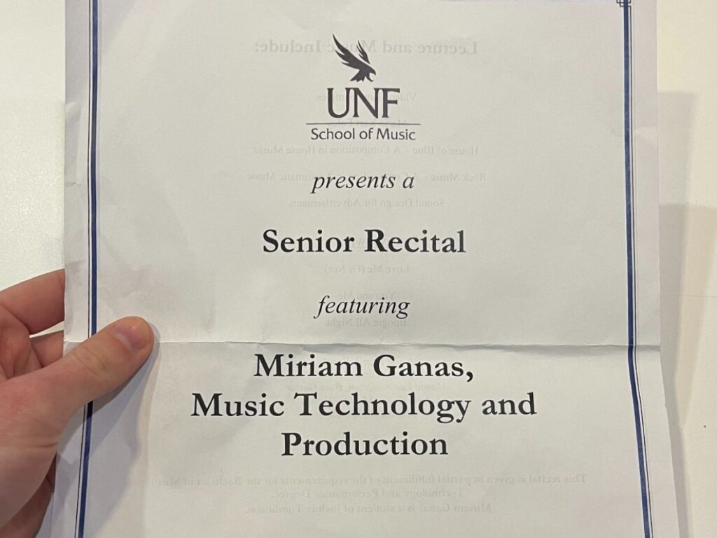 Miriam Ganas' program for her concert