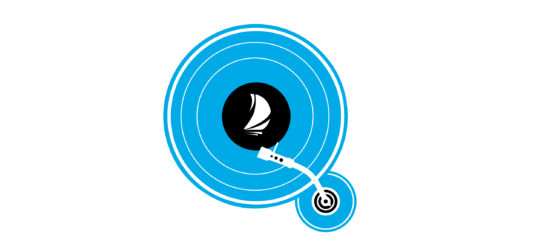 Spinnaker Radio Logo with blue record and white sail